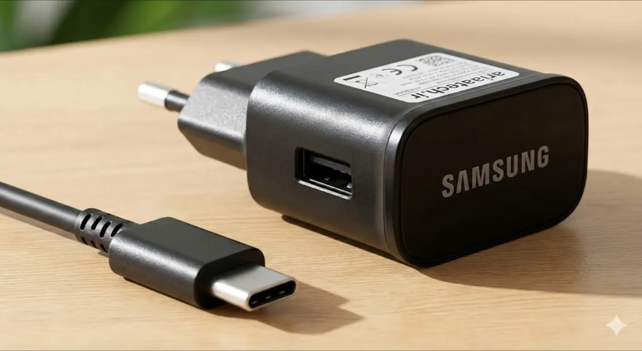 مقایسه ظاهری نوشته ها و پین های شارژر اصلی و تقلبی سامسونگ